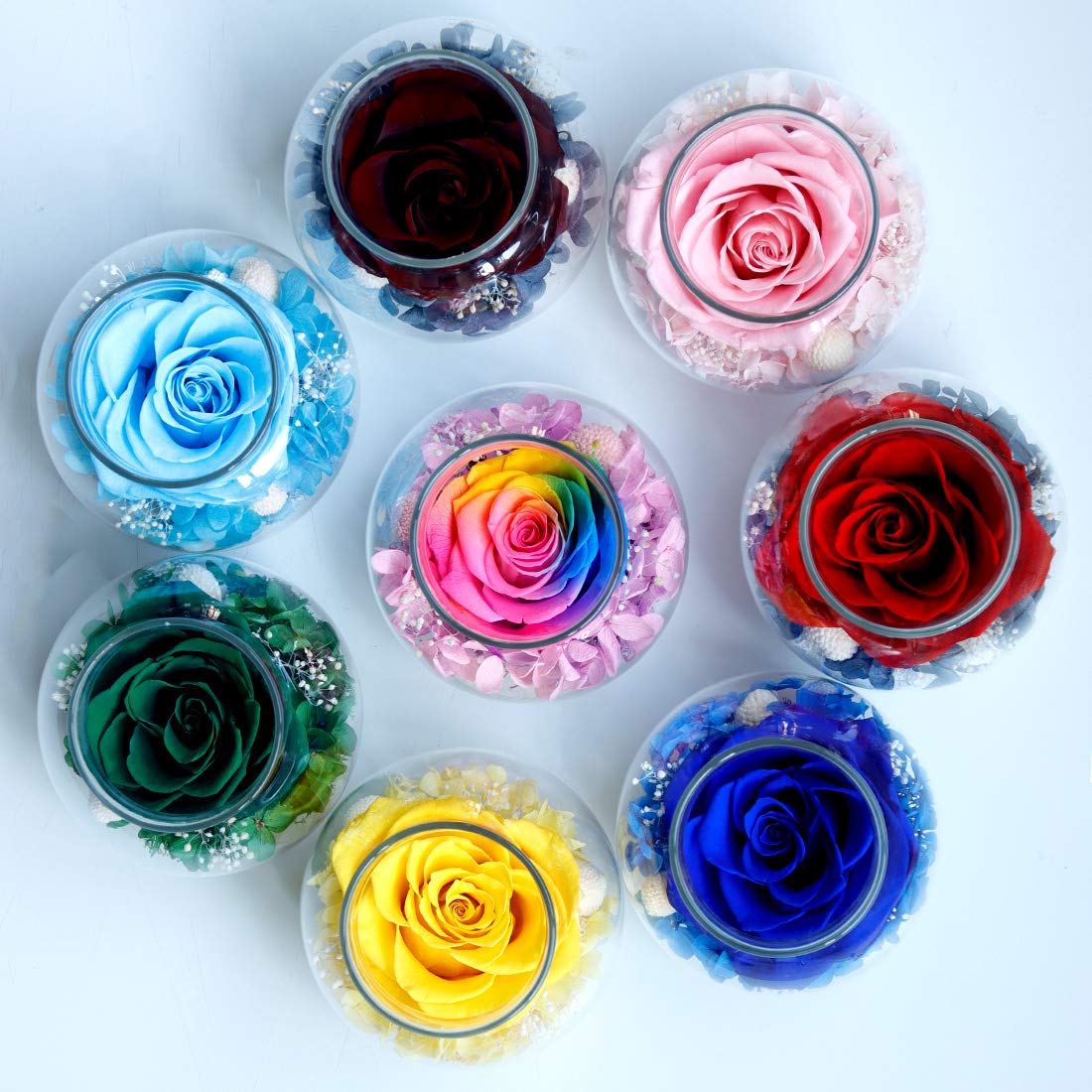 roliys Preserved Real Roses with Colorful Mood Light Wishing Bottle, Eternal Rose，Never Withered Flowers, Table Decor,Christmas Anniversary Valentine's, Blue 4.3inch, 1pcs - Martin Corner Bedding