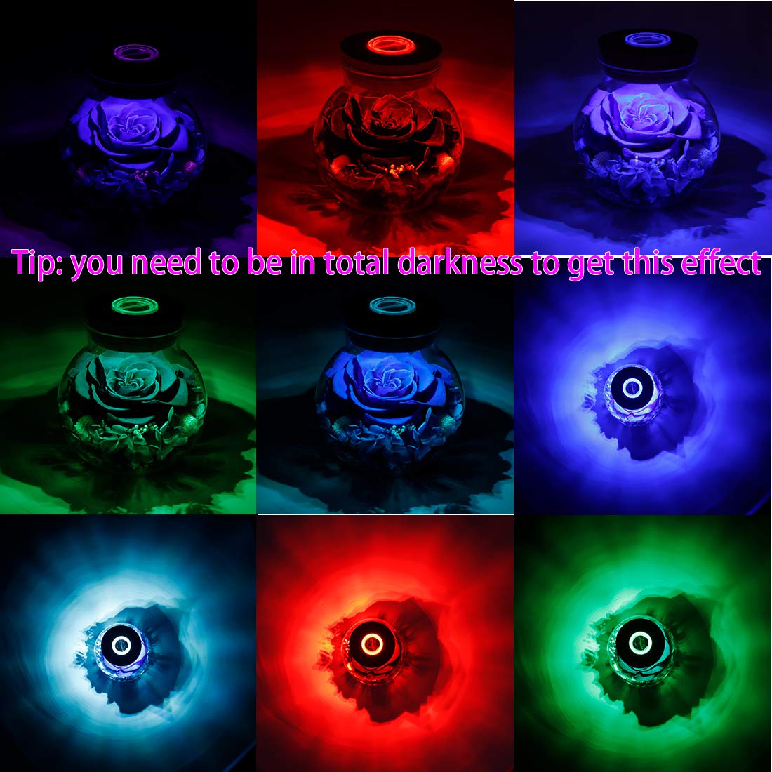 roliys Preserved Real Roses with Colorful Mood Light Wishing Bottle, Eternal Rose，Never Withered Flowers, Table Decor,Christmas Anniversary Valentine's, Blue 4.3inch, 1pcs - Martin Corner Bedding