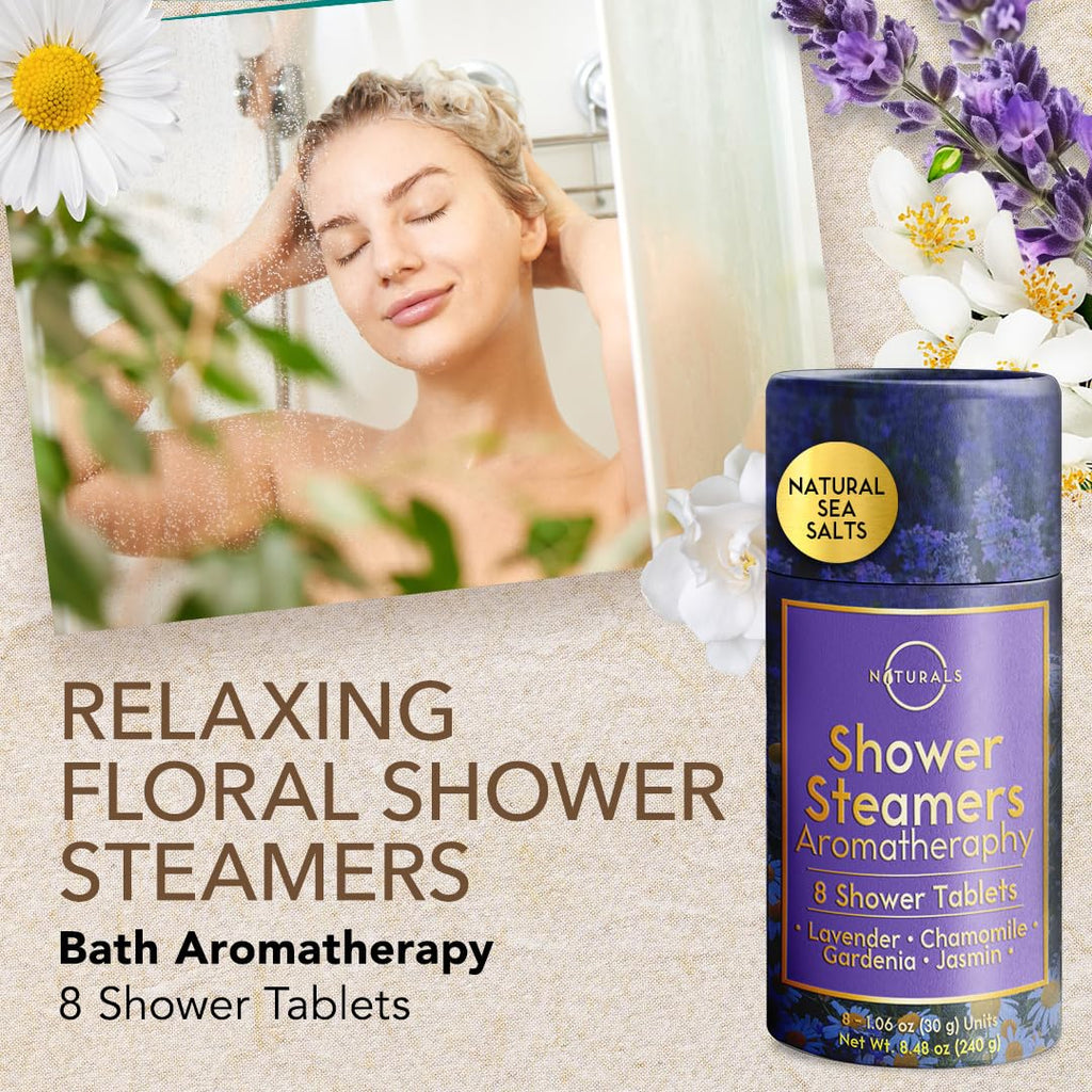 Shower Steamers Aromatherapy - Birthday Gifts for Women and Men - Shower Bombs Aromatherapy, Spa Day Essentials, Relaxation Spa Gifts - Self Care Stocking Stuffers (Lavender 8 Count) - Martin Corner Bedding
