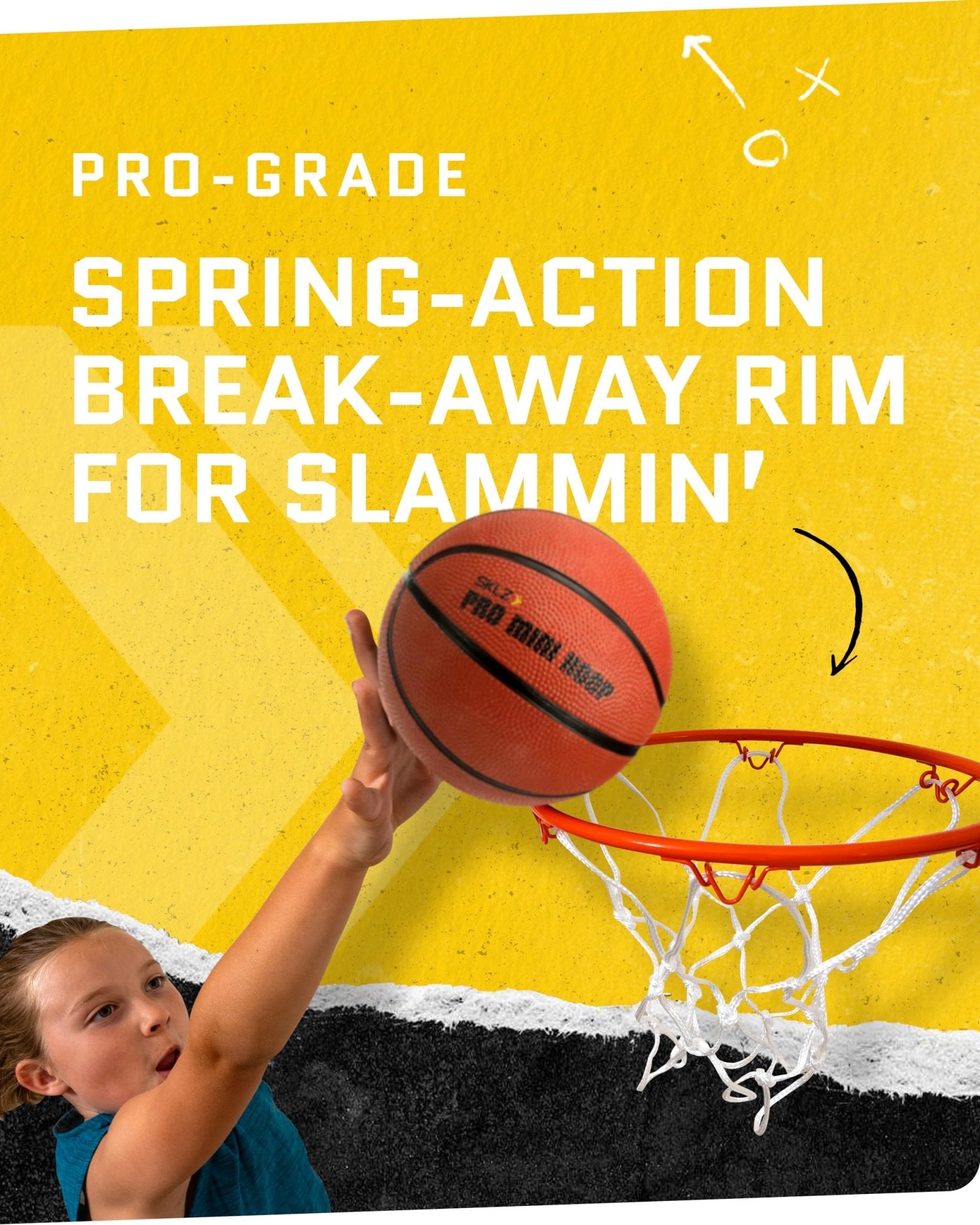 SKLZ Pro Mini Basketball Hoop - 18" x 12" Clear, Shatterproof Backboard, Breakaway Rim, Heavy Duty Net, & 5" Ball - Easy Mount Padded, Slide - On Over - Door Mounts - Suitable for Office, Dorm, Bedroom - Martin Corner Bedding