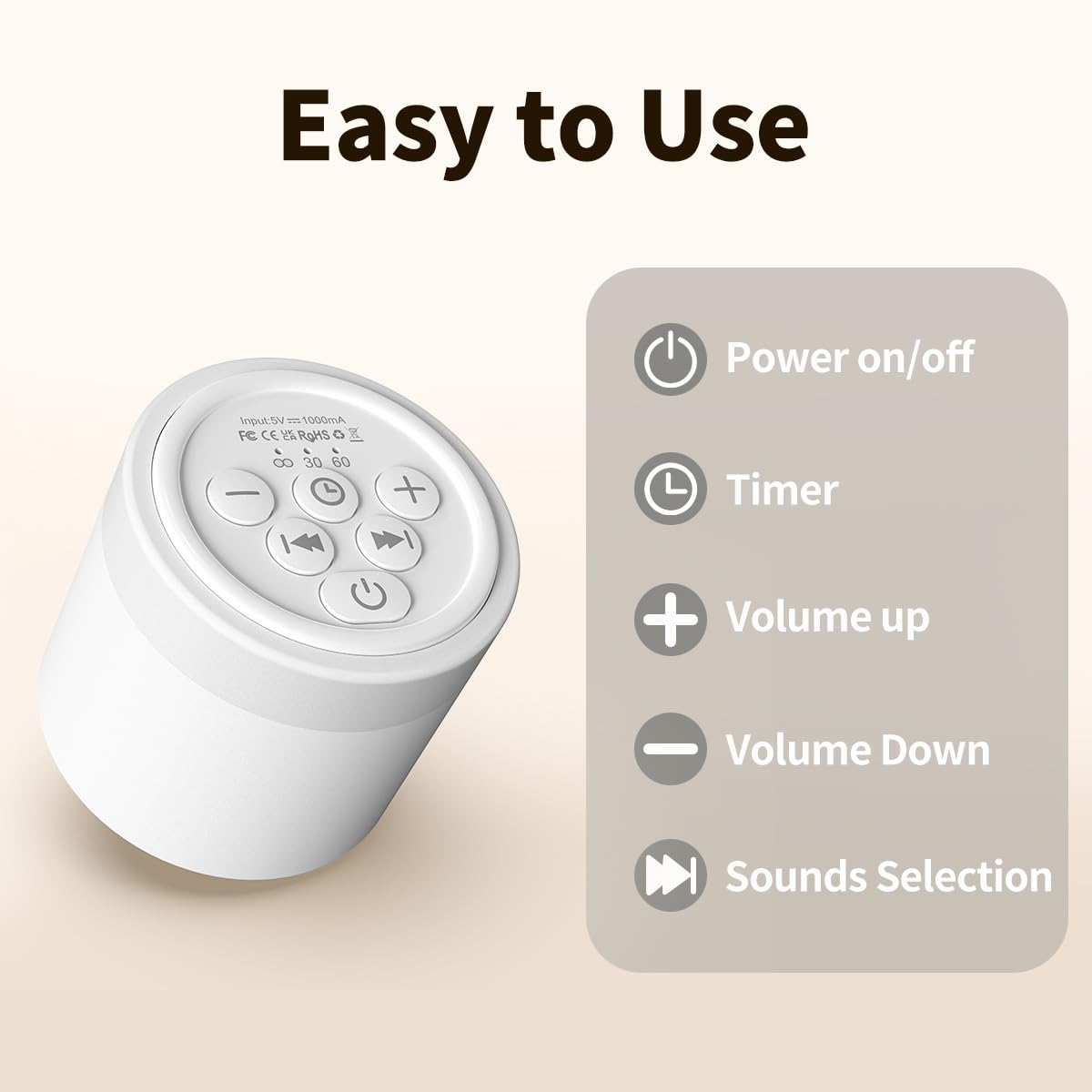 Sound Machine Mini White Noise Machine with 30 Soothing Sounds 4 Timers Memory Function for Newborn Baby Kids Adults Portable Rechargeable Sleep Brown Noise Machine for Travel Camping Home Office - Martin Corner Bedding