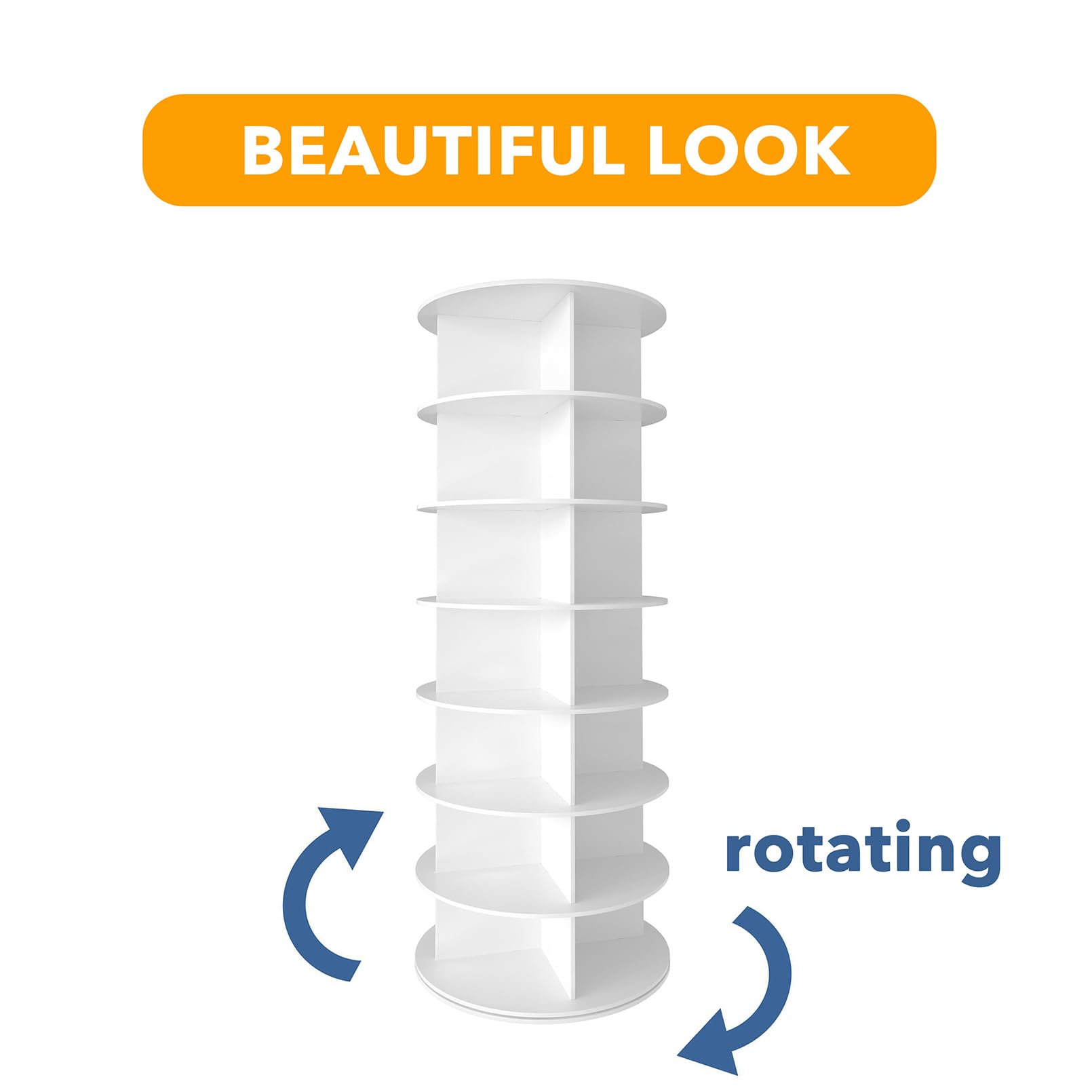 SpaceAid 7 Tier Rotating Shoe Rack Tower, Spinning Shoe Display Lazy Susan, Revolving 360 Shoe Rack Storage Round Carousel, Vertical Handbag Rotate Shoes Closet Organization (7 - Tier White) - Martin Corner Bedding