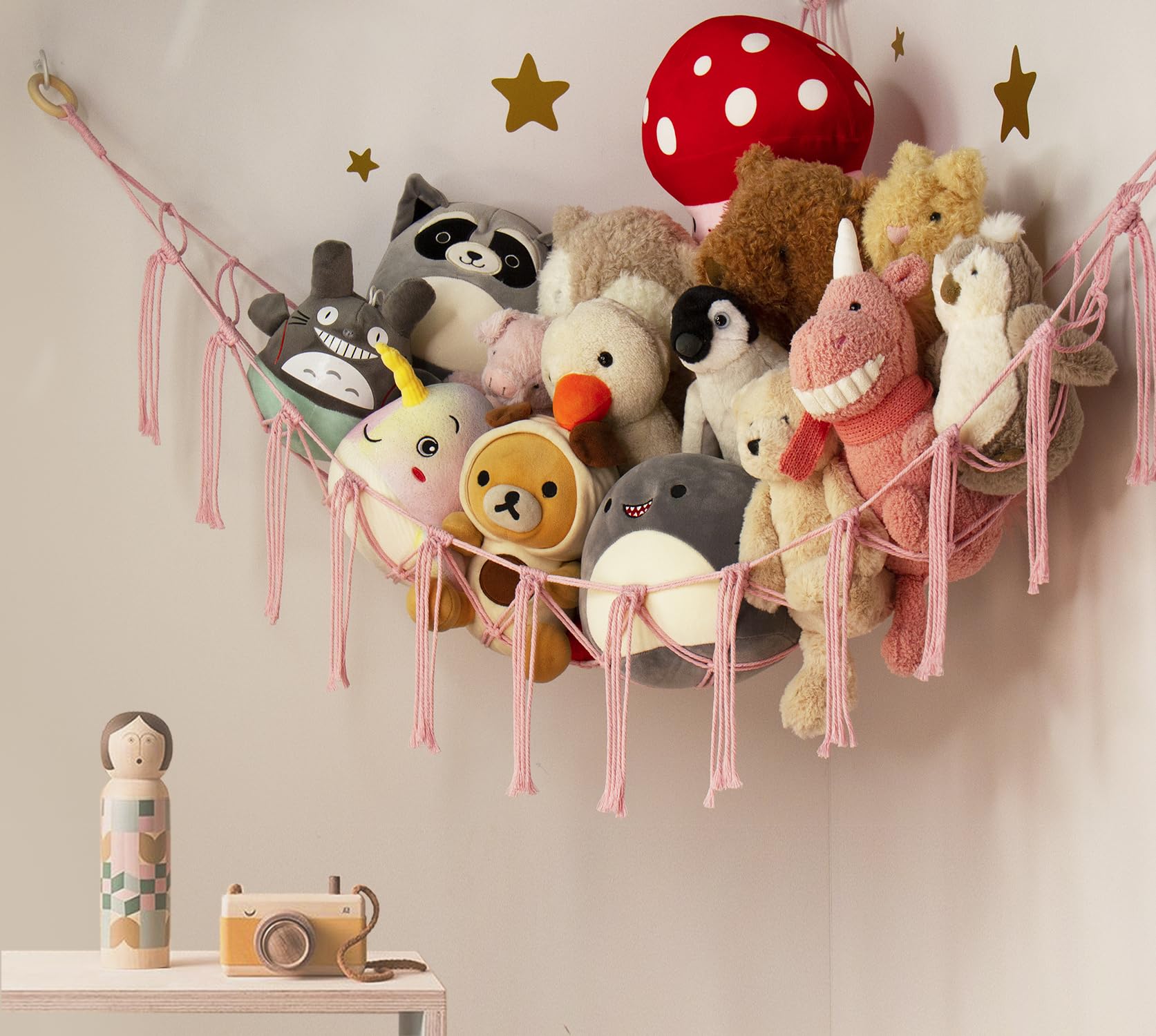 Stuffed Animal Storage Hammock Corner Net - Pink Room Christmas Decor for Teen Girls - Toys Storage Hanging Stuff Animal Organizer Holder Cute Stuff - Boho Nursery Dorm Bedoom Decor Aesthetic - Martin Corner Bedding