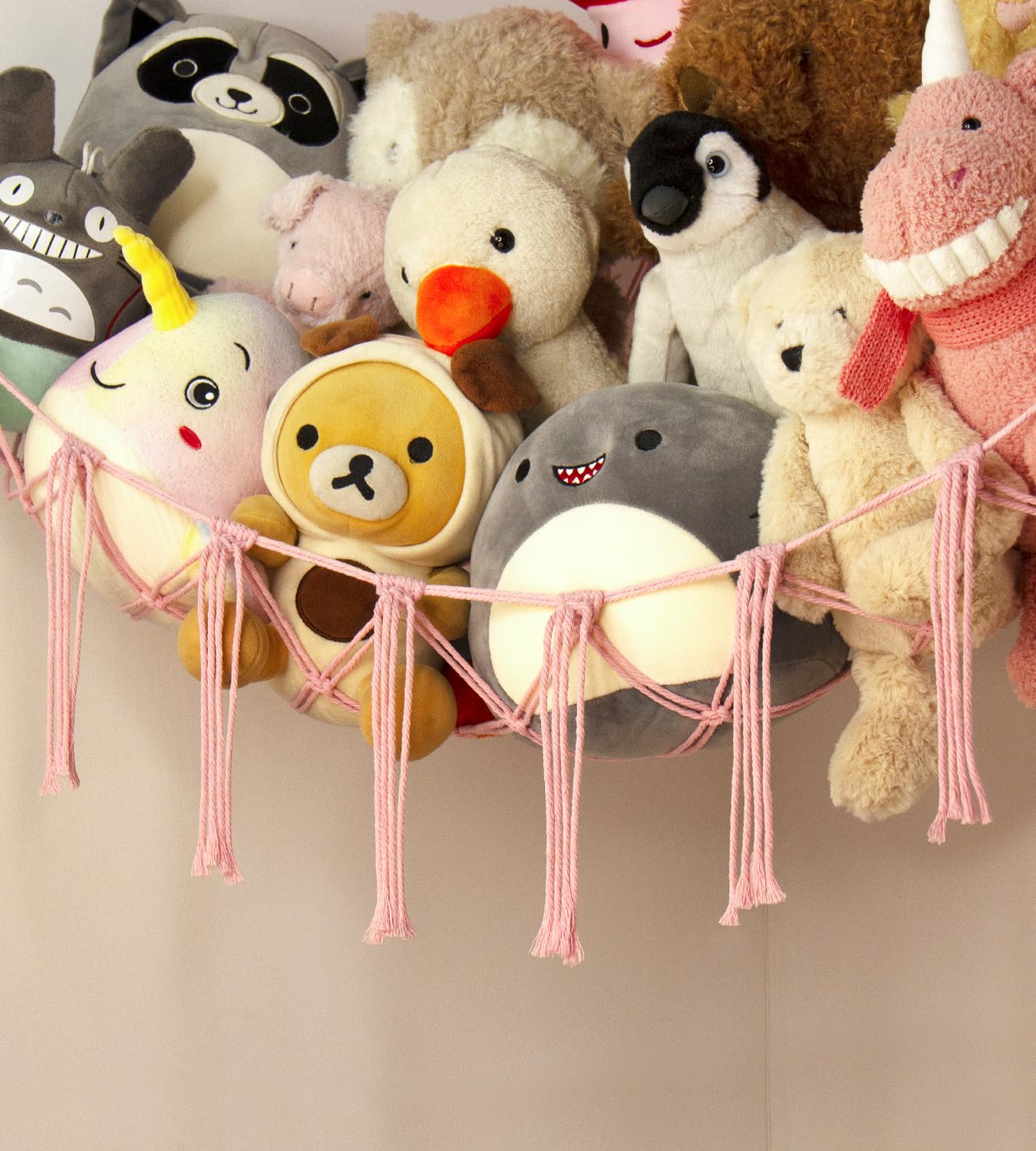Stuffed Animal Storage Hammock Corner Net - Pink Room Christmas Decor for Teen Girls - Toys Storage Hanging Stuff Animal Organizer Holder Cute Stuff - Boho Nursery Dorm Bedoom Decor Aesthetic - Martin Corner Bedding