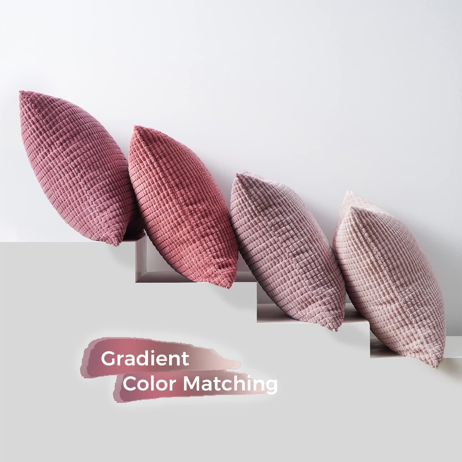 Topfinel Aesthetic Pink Room Decor Throw Pillows Covers for Couch Living Room Bedroom, Coquette Room Decorative Fluffy Corduroy Cushion Cover 18x18 Inch Set of 4 (Blush/Rose/Hot Pink) - Martin Corner Bedding