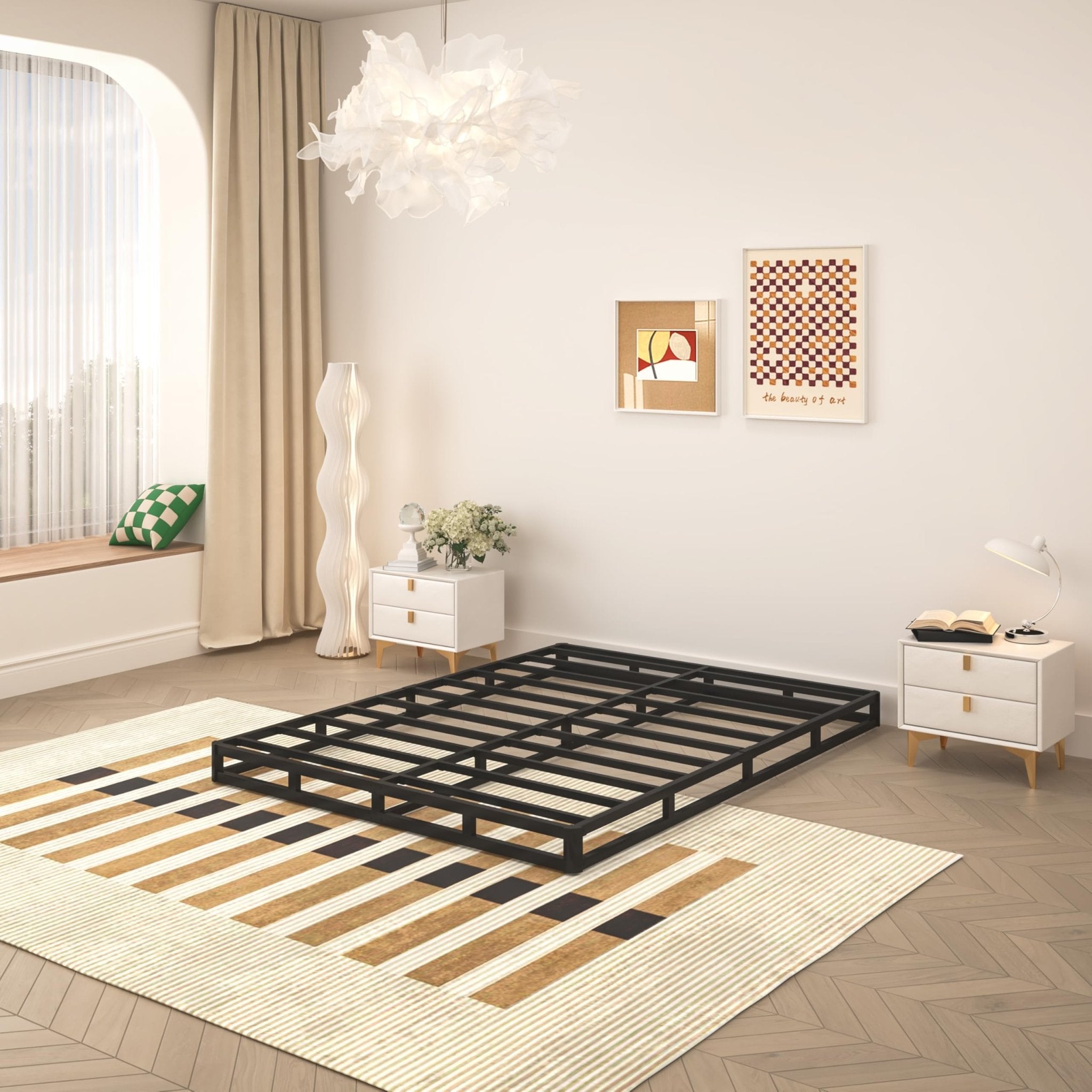 TROZULER 5 Inch Box Spring for Queen Bed, Heavy Duty Metal Mattress Foundation, 3000 lbs Capacity, Low Profile, Noise - Free, Easy Assembly with Fabric Cover - Martin Corner Bedding