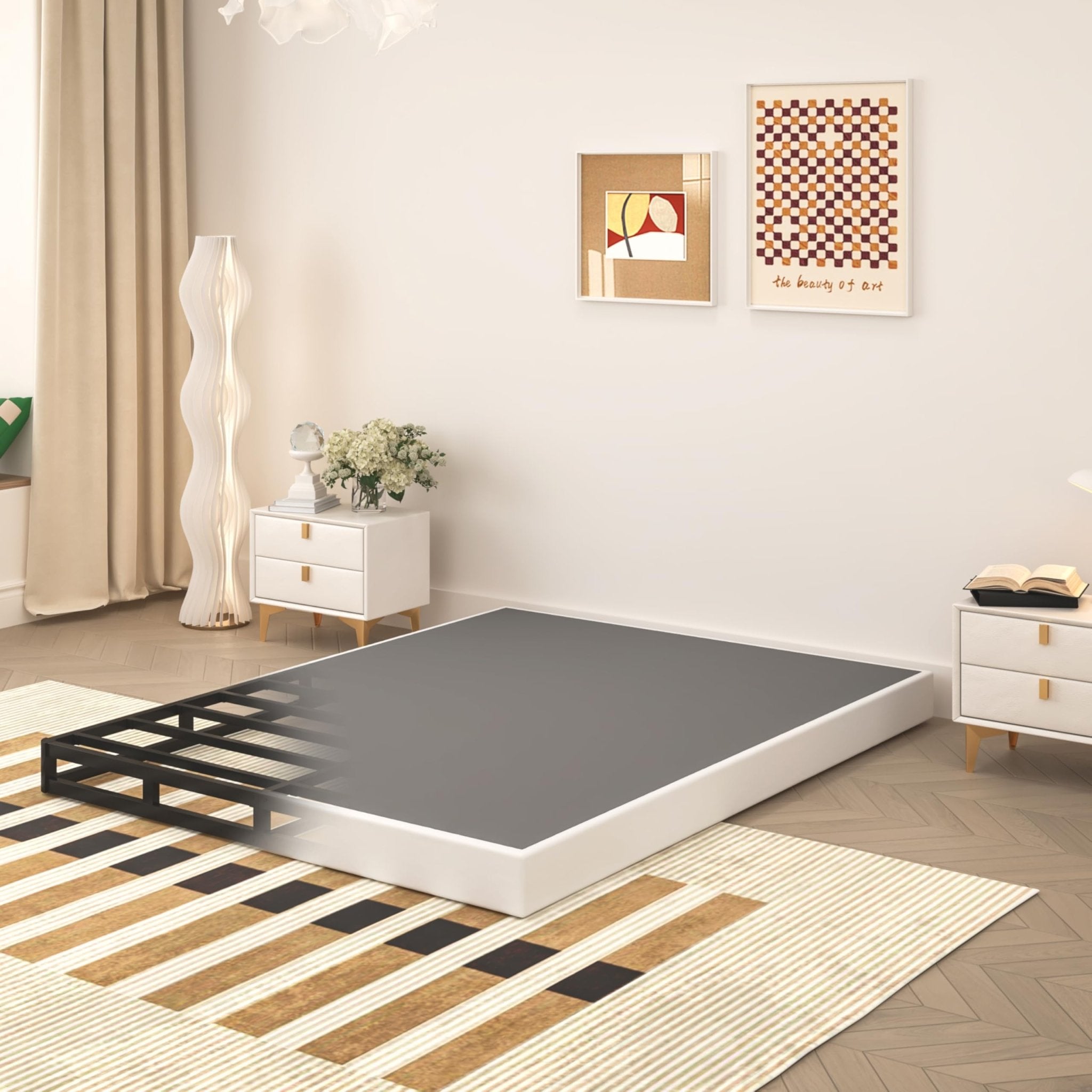 TROZULER 5 Inch Box Spring for Queen Bed, Heavy Duty Metal Mattress Foundation, 3000 lbs Capacity, Low Profile, Noise - Free, Easy Assembly with Fabric Cover - Martin Corner Bedding
