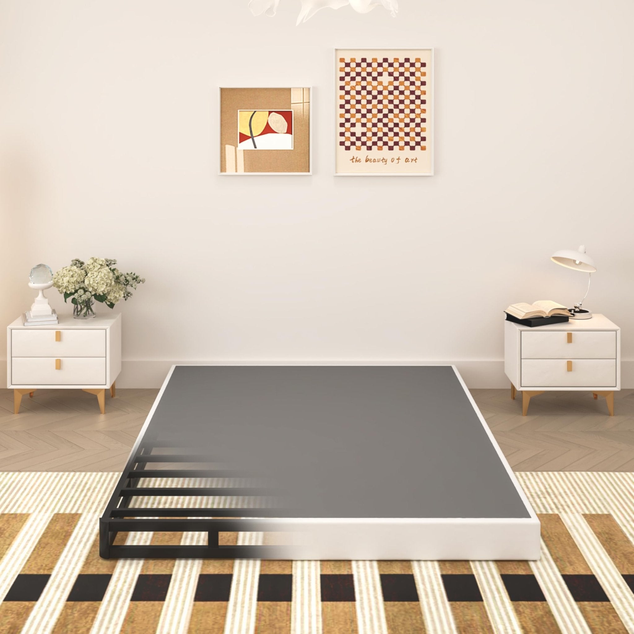 TROZULER 5 Inch Box Spring for Queen Bed, Heavy Duty Metal Mattress Foundation, 3000 lbs Capacity, Low Profile, Noise - Free, Easy Assembly with Fabric Cover - Martin Corner Bedding