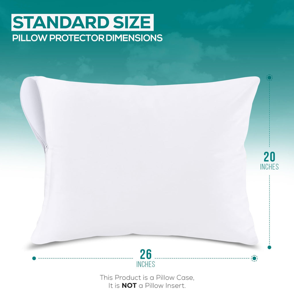 Utopia Bedding 8 Pack Waterproof Pillow Protectors with Zipper Standard Size (White), Bed Bug and Dust Mite Proof Pillow case Covers, Moisture Wicking Pillow Encasements 20 x 26 Inches - Martin Corner Bedding