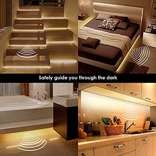 Vansky Motion Activated Bed Light, Flexible LED Strip Motion Sensor Night Light Bedside Lamp Illumination with Automatic Shut Off Timer (Warm Soft Glow) - Martin Corner Bedding